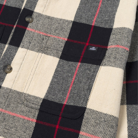 pocket detail on Foundations FW'24 Flannel OverShirt - Cream