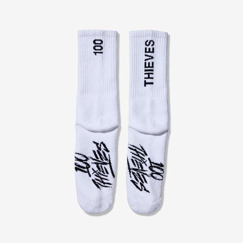 Foundations Crew Sock in White- 