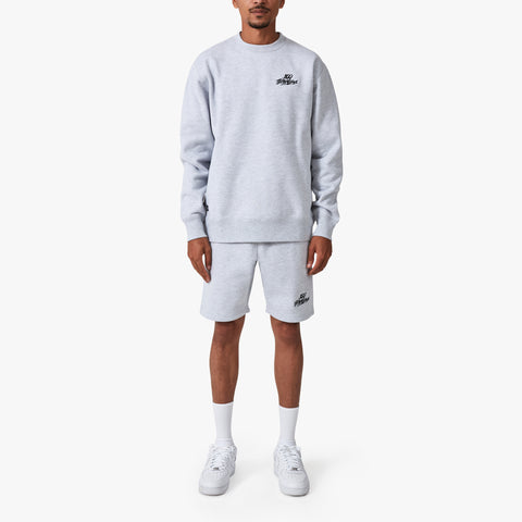 100 Thieves Foundations Grey Heavy-Weighted Crewneck on model