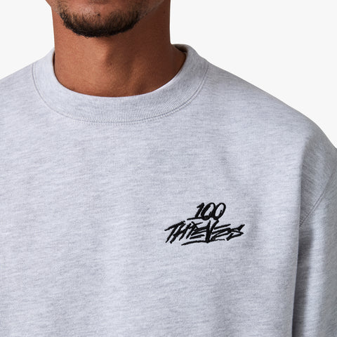 100 Thieves Logo embroidered on left side of the crewneck