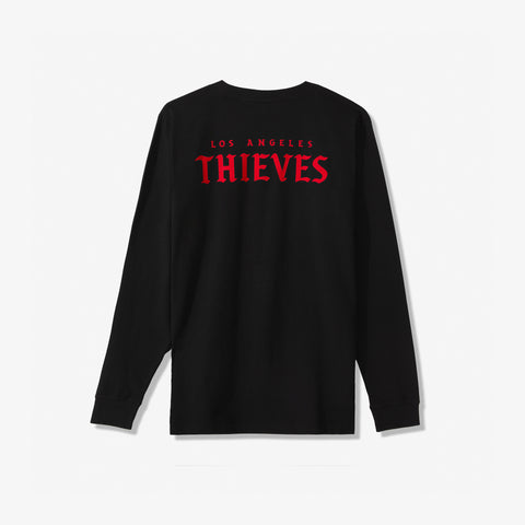 premium heavyweight cotton long sleeve t-shirt with LA Thieves logo printed on the back