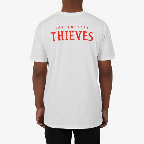 Los Angeles Thieves logo printed on the back of the heavyweight cotton tee