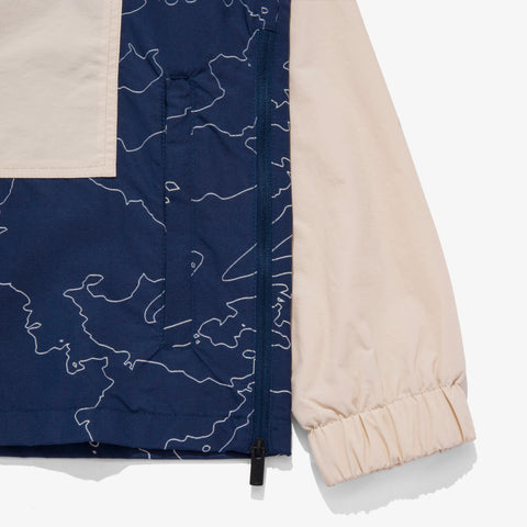Front side of Foundations Geoprint Anorak in Bone/Navy