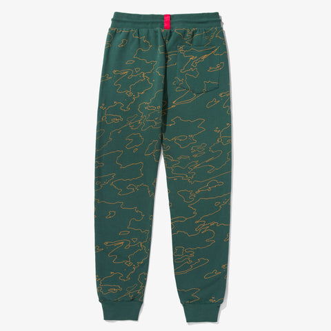 Back of Foundations Geoprint Fleece Pant in Alpine/Orange