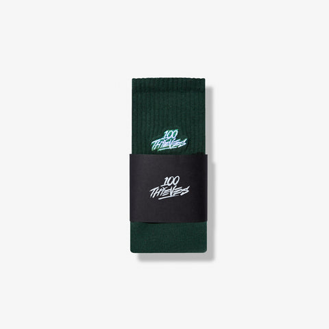 Foundations Embroidered Crew Sock in Alpine