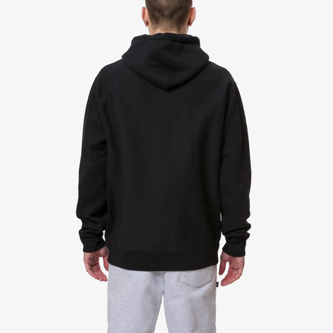 classic heavyweight fleece hoodie with LA Thieves logo on front. On male model.