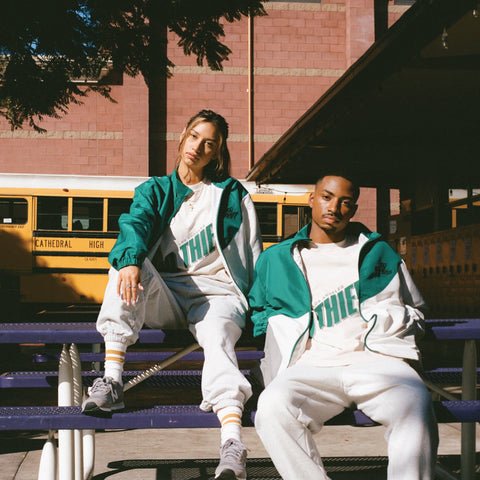 Track Jacket - Green/Off White on model